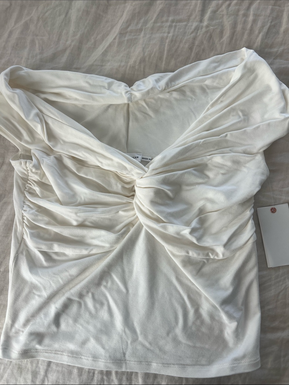 Good American White Twist Front Top